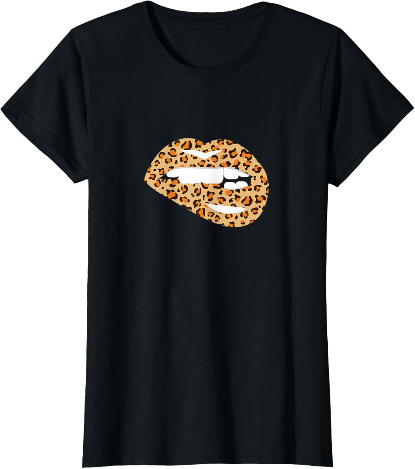 Womens Lips Bite Leopard Print Cheetah Makeup Lipstick Cosmetology Apparel Trending US Hot Right Now