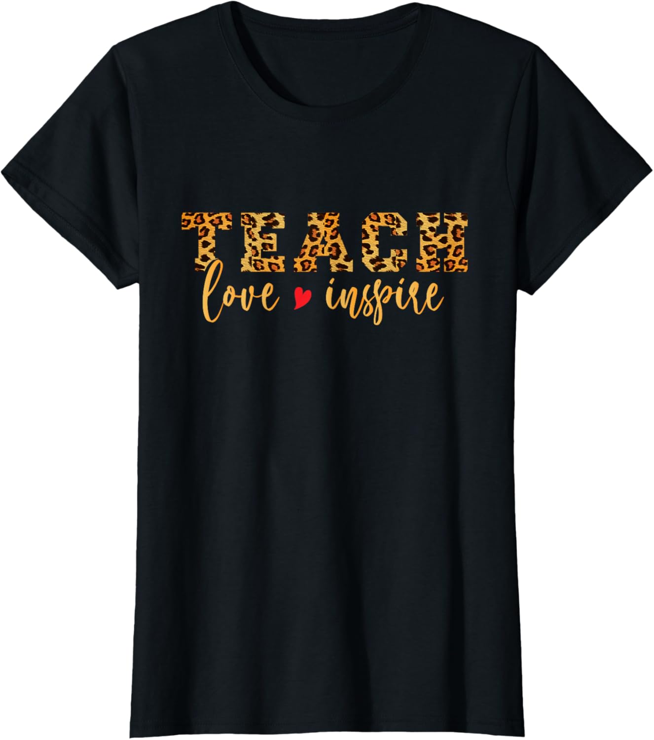 Cute Teach Love And Inspire Leopard Cheetah Teacher T Shirt for Women Girls Kids T Shirt Viral TikTok Find Gift Ready