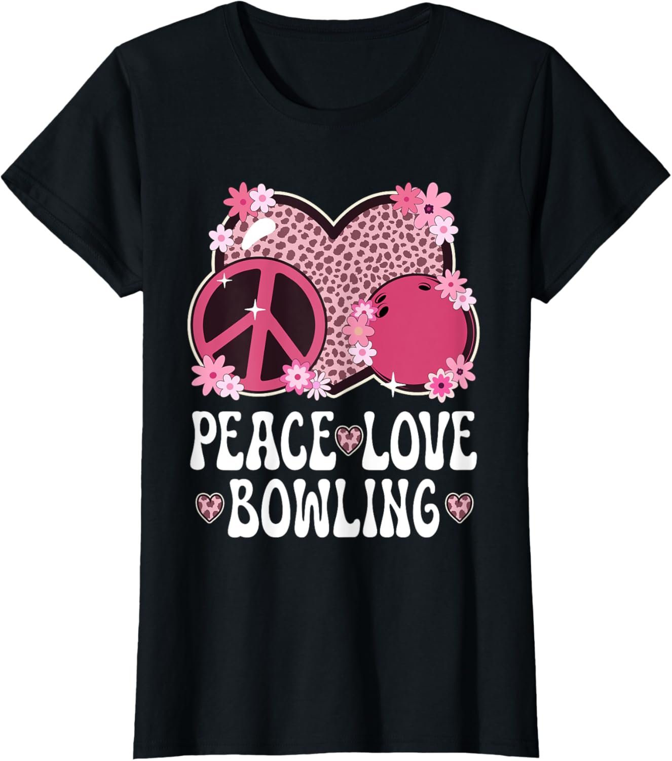 Peace Love Bowling Lover Outfit Cheetah Print Women Bowling Apparel High Search Demand Hot Right Now