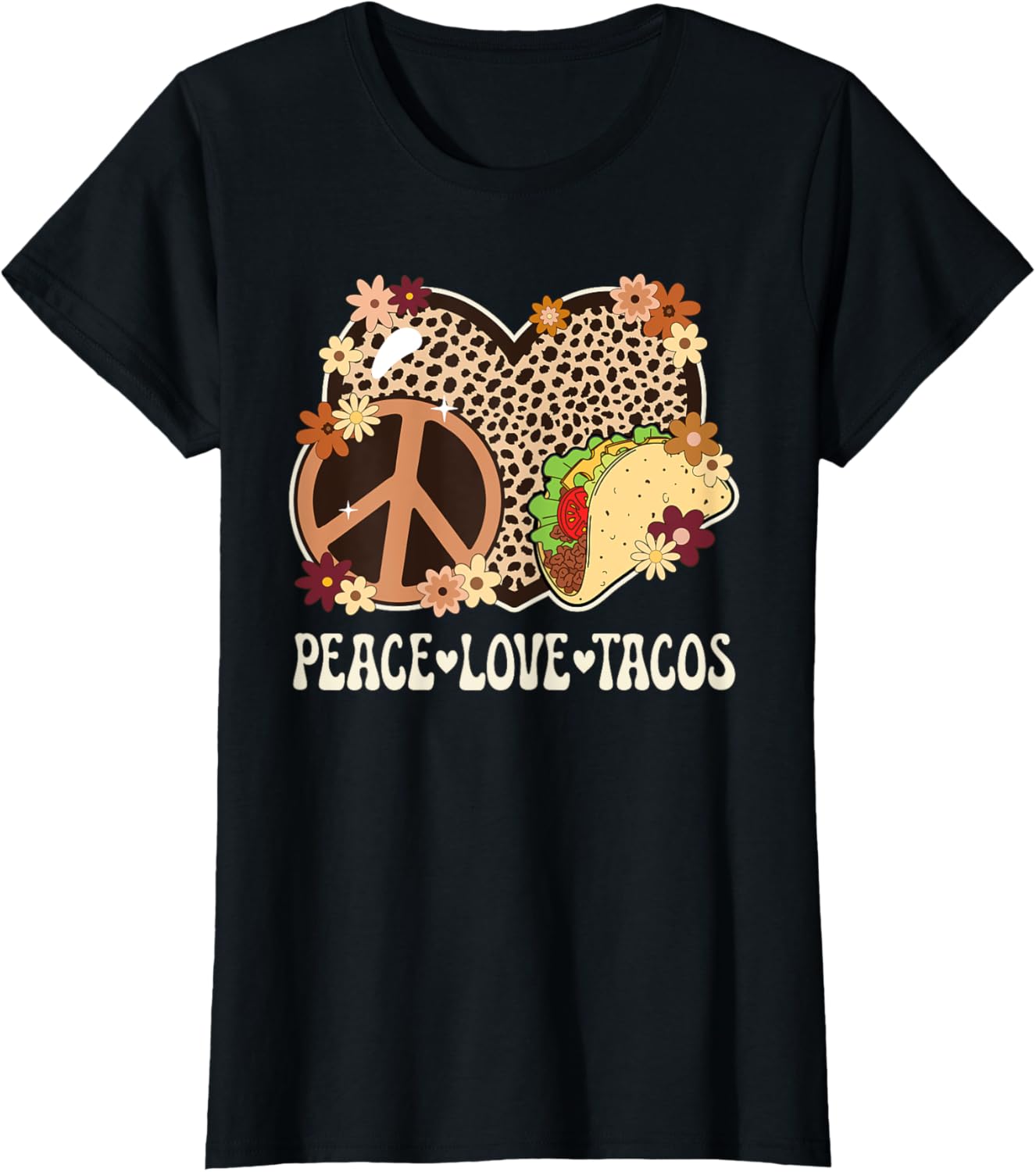 Peace Love Tacos Cheetah Print Taco Tuesday Women Taco Lover Apparel Viral TikTok Find Everyday Wear