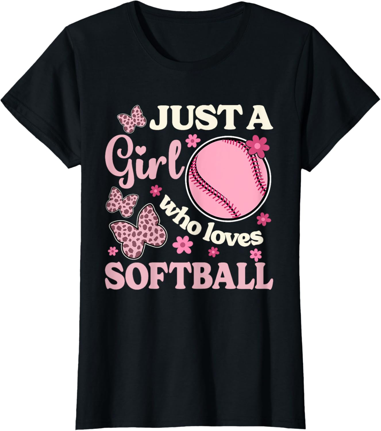 Just A Girl Who Loves Softball Cheetah Print Girls Softball Apparel Streetwear Style Best Seller Look