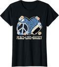 Peace Love Hockey Lover Outfit Cheetah Print Cute Ice Hockey Apparel High Search Demand Best Seller Look