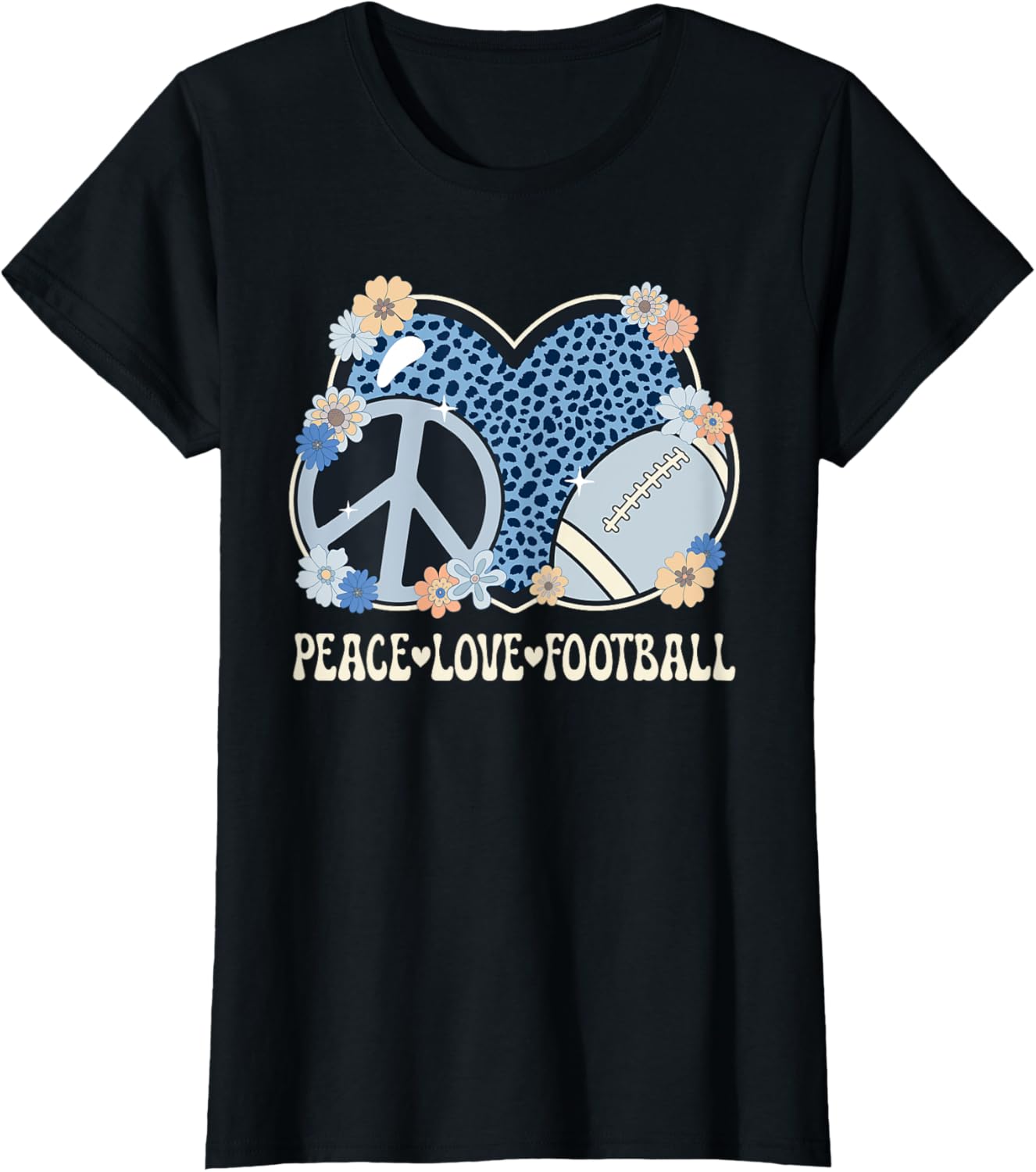 Peace Love Football Lover Outfit Cheetah Print Girl Football Apparel Premium Print Best Seller Look