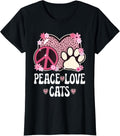 Peace Love Cats Cheetah Print Women Girl Cat Owner Cat Lover Apparel Streetwear Style Everyday Wear