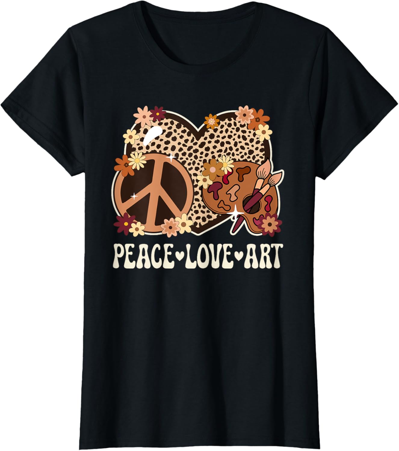 Peace Love Art Lover Artist Cheetah Print Women Art Teacher Apparel Viral TikTok Find US Top Pick
