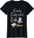 Easily Distracted By Cats And Yarn Cat Crochet Knitting Yarn Supply | Trending 2025 | Customer Favorite