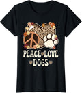 Peace Love Dogs Cheetah Print Women Girl Dog Owner Dog Lover Apparel Viral TikTok Find Everyday Wear