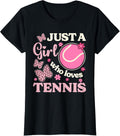 Just A Girl Who Loves Tennis Cheetah Print Girls Kids Tennis Apparel Comfort Fit Best Seller Look