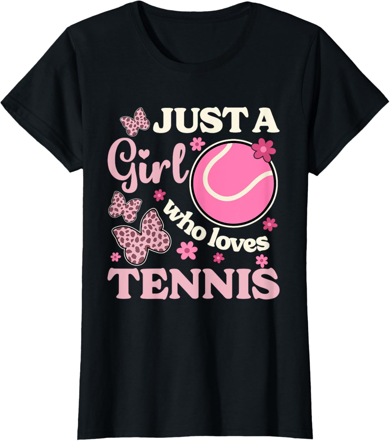 Just A Girl Who Loves Tennis Cheetah Print Girls Kids Tennis Apparel Comfort Fit Best Seller Look