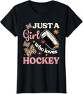 Just A Girl Who Loves Hockey Cheetah Print Girls Ice Hockey Apparel Trending US Fan Favorite