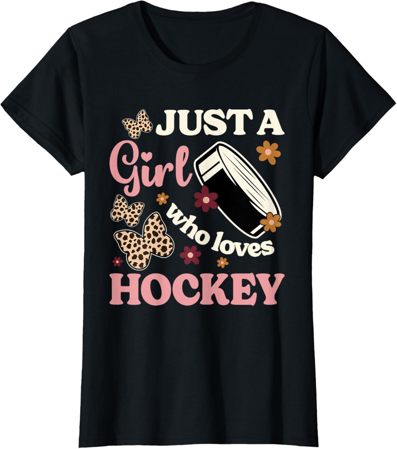 Just A Girl Who Loves Hockey Cheetah Print Girls Ice Hockey Apparel Trending US Fan Favorite