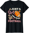 Just A Girl Who Loves Football Cheetah Print Girls Football Apparel Comfort Fit Hot Right Now