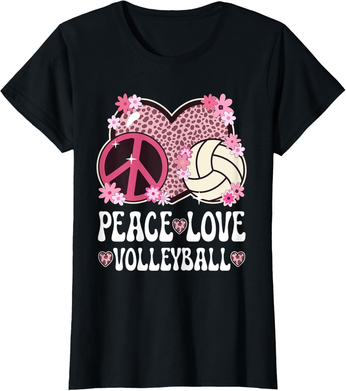 Peace Love Volleyball Lover Outfit Cheetah Print Volleyball Apparel Viral TikTok Find Fan Favorite