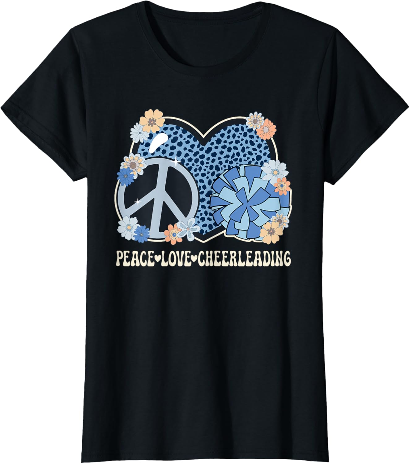 Peace Love Cheerleading Lover Cheetah Print Cheerleading Apparel Streetwear Style Hot Right Now