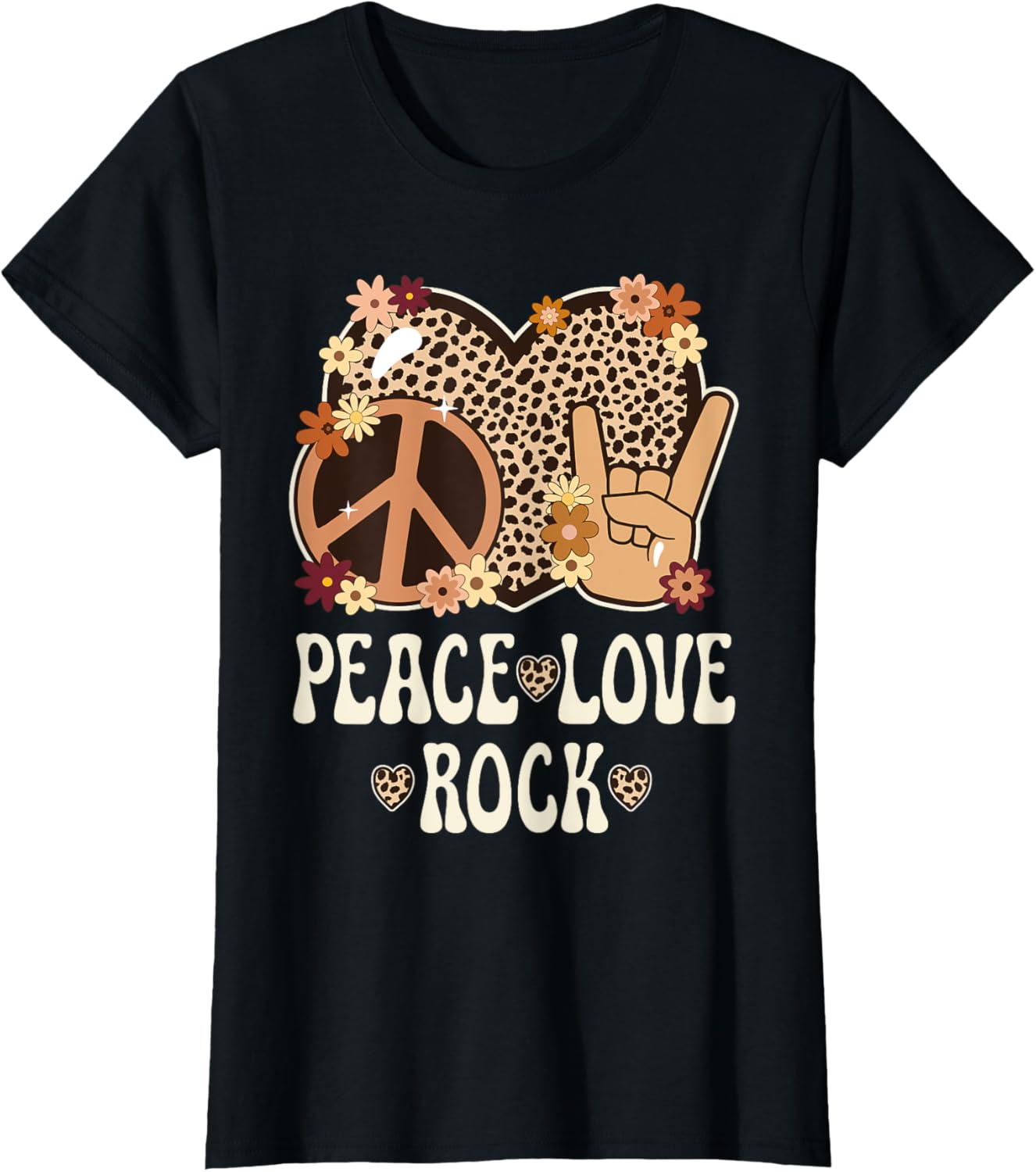 Peace Love Rock And Roll Cheetah Print Women Rock Outfit Apparel Streetwear Style Everyday Wear