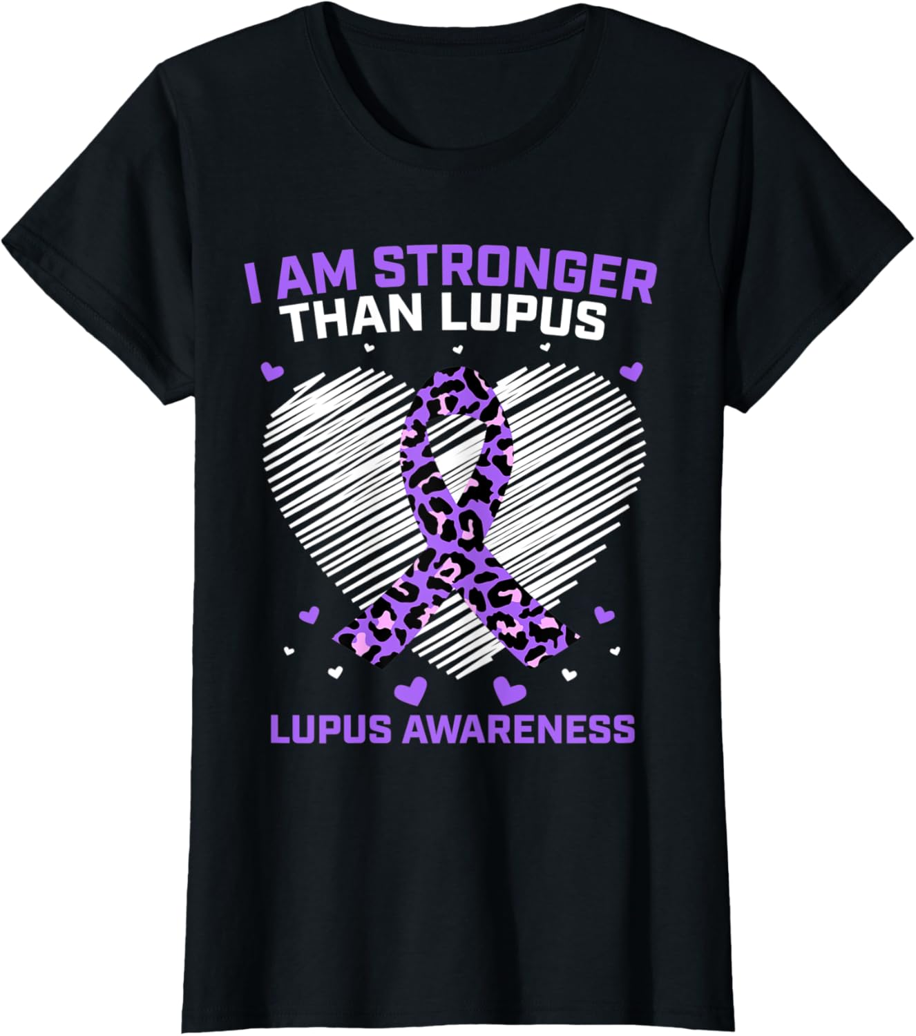 Womens Cute Purple Lupus Awareness Shirts Women Heart Cheetah Print T Shirt Premium Print Gift Ready