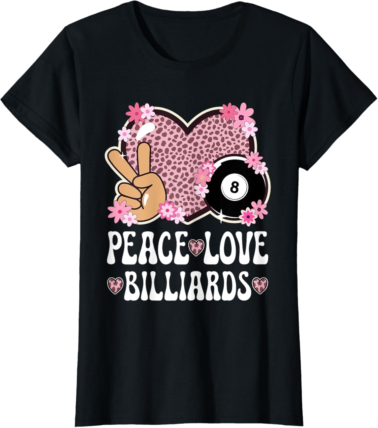Peace Love Billiards Lover Outfit Cheetah Print Billiards Apparel Streetwear Style Fan Favorite