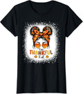 Bleached One Thankful Kid Thanksgiving Messy Bun Fall Girls Apparel | Top Conversion Title | Top Rated Comfort