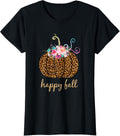 Womens Beautiful Happy Fall Design Happy Fall Cheetah Pumpkin Apparel Viral TikTok Find Fan Favorite