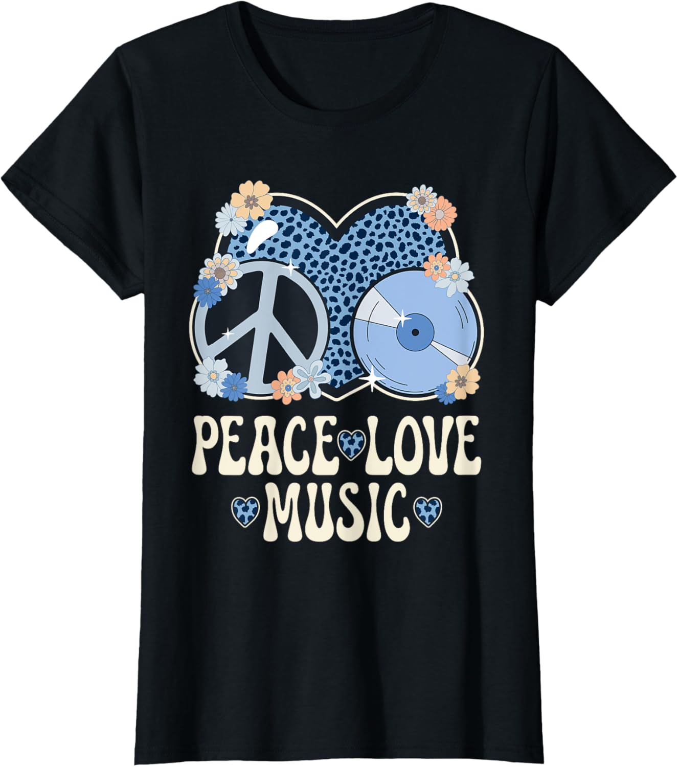 Peace Love Music Lover Cheetah Print Women Girls Musician Apparel Streetwear Style US Top Pick