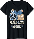 Peace Love Sloths Cheetah Print Women Girls Cute Sloth Lover Apparel Comfort Fit Hot Right Now