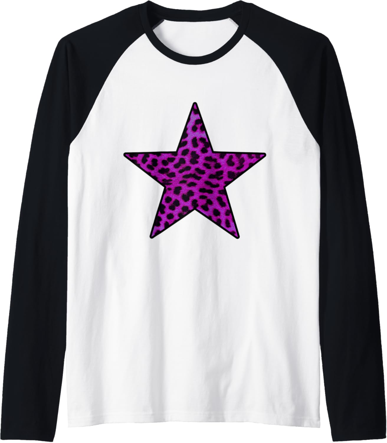 Purple Rockabilly Punk Rocknroll Cheetah Pattern Leopard Raglan Baseball Tee T Shirt Comfort Fit Everyday Wear