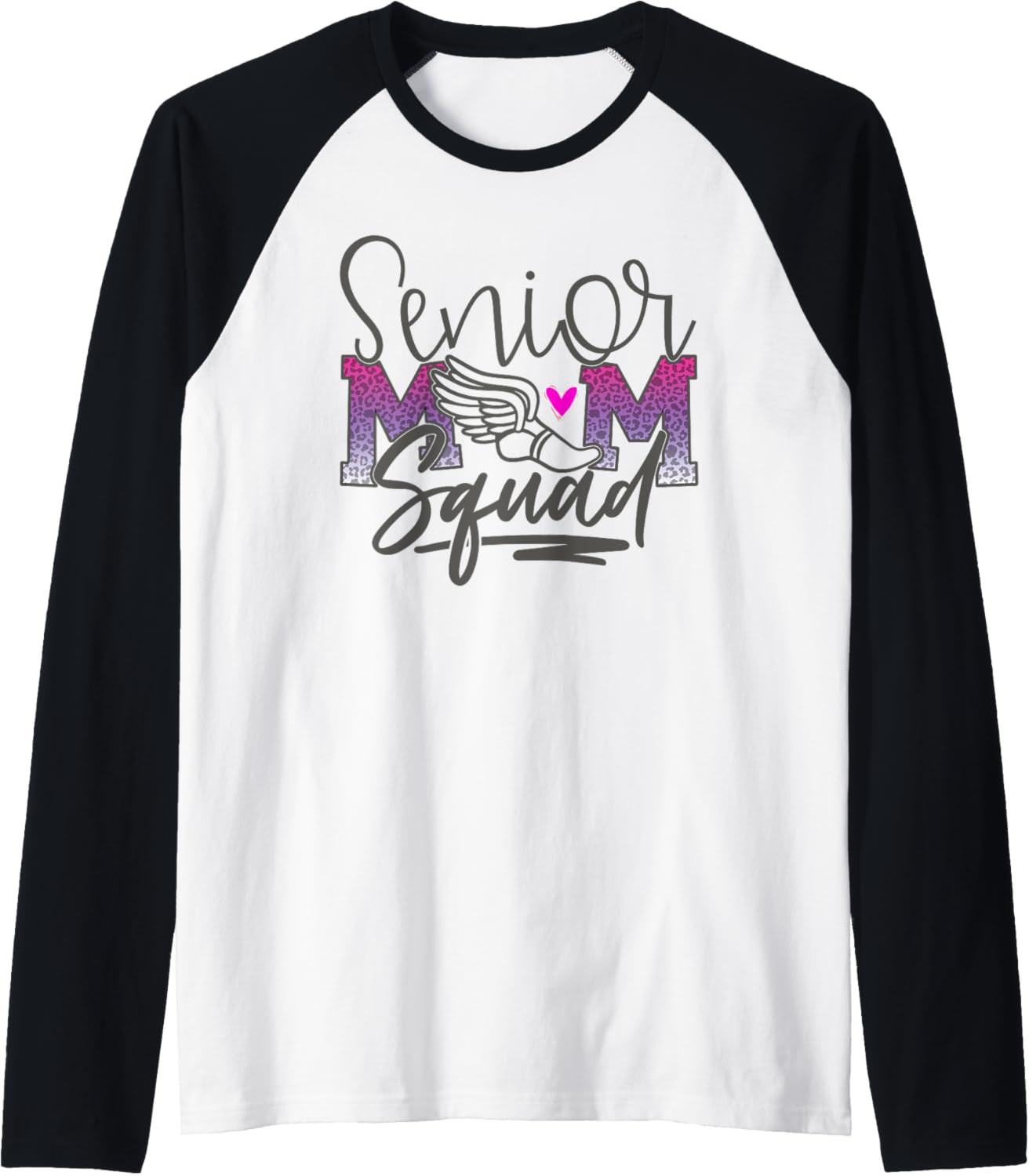 Track Field Cross Country Senior Mom Purple Pink Cheetah Raglan Baseball Tee T Shirt Viral TikTok Find Everyday Wear