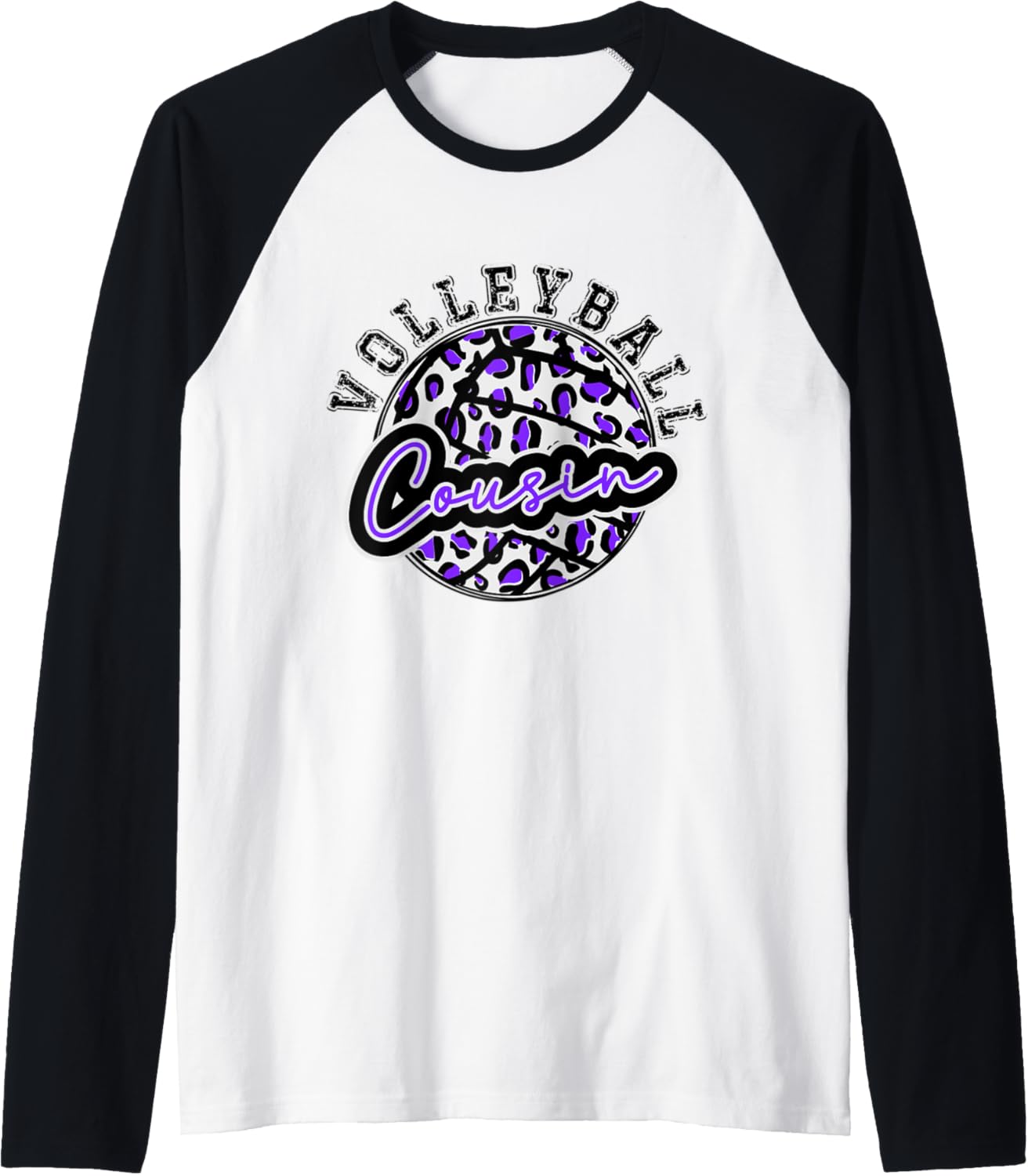 Leopard Cheetah Volleyball Purple Cousin Shirt Womens Trendy Raglan Baseball Tee T Shirt Premium Print US Top Pick