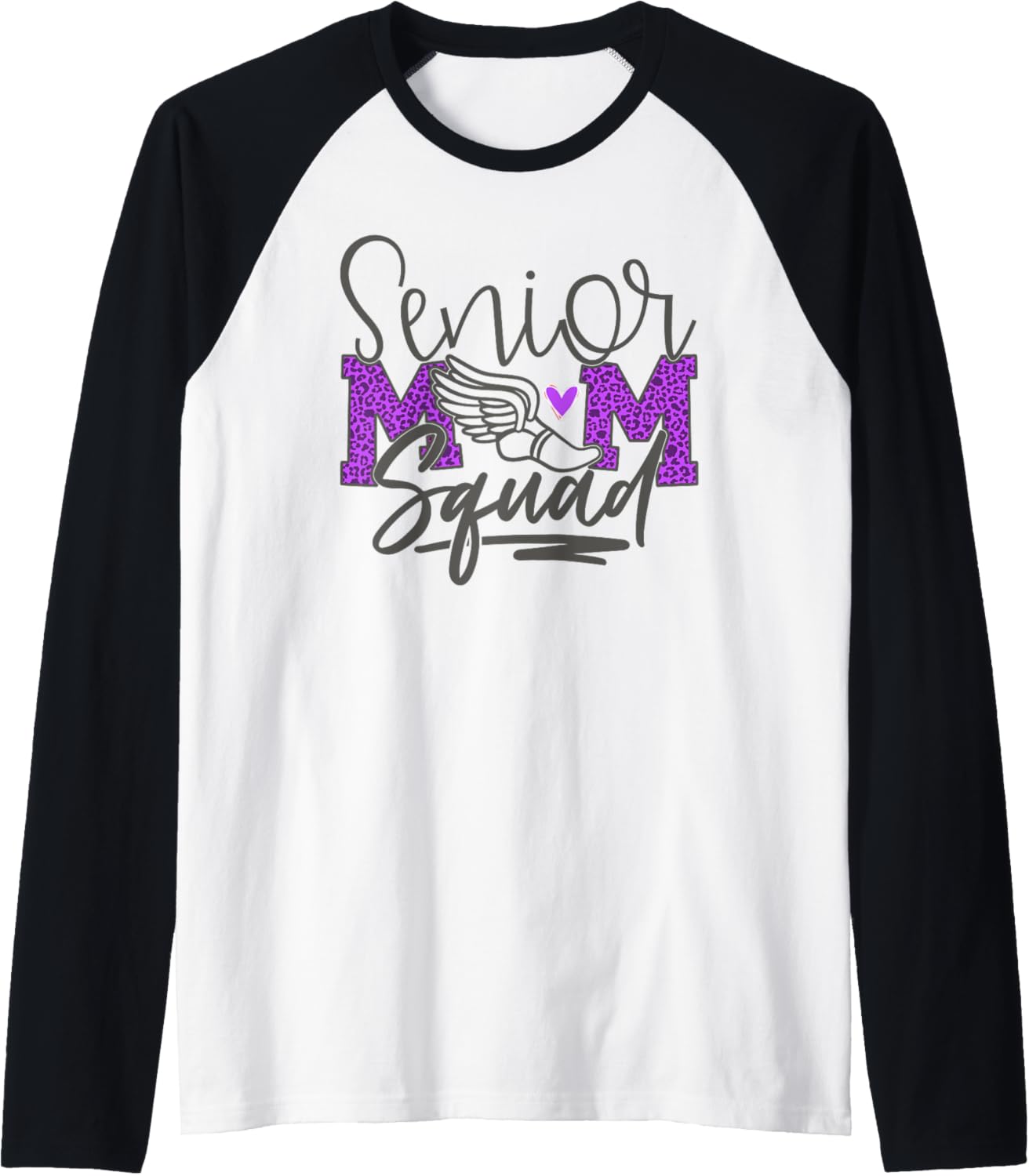 Track Field Cross Country Senior Mom Purple Cheetah Raglan Baseball Tee T Shirt Premium Print Hot Right Now
