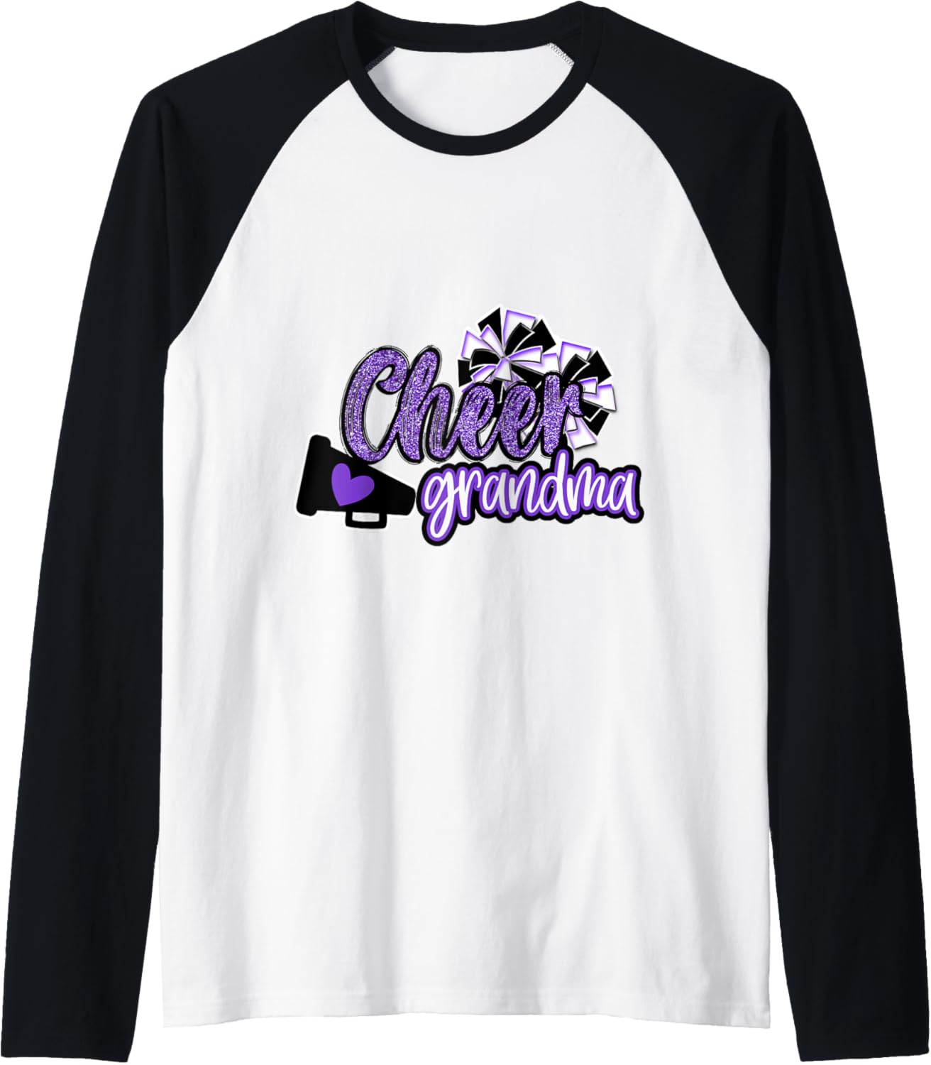 Cheer Grandma Shirt Megaphone Purple Leopard Cheetah Print Raglan Baseball Tee T Shirt Streetwear Style Gift Ready