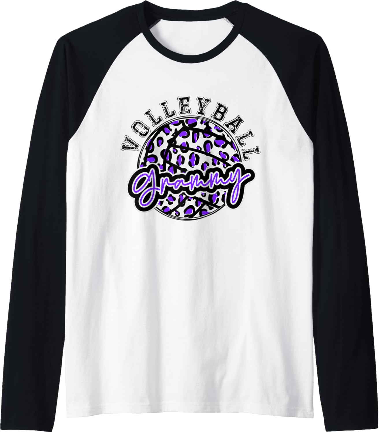 Leopard Cheetah Volleyball Purple Grammy Shirt Womens Trendy Raglan Baseball Tee T Shirt Viral TikTok Find Hot Right Now