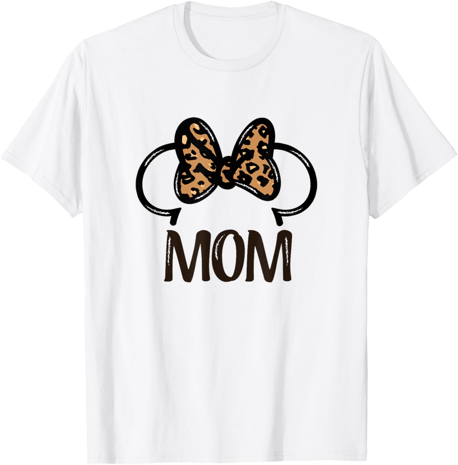 Disney Minnie Mouse Mom Leopard Print Bow Art Line Big Logo Apparel High Search Demand Everyday Wear