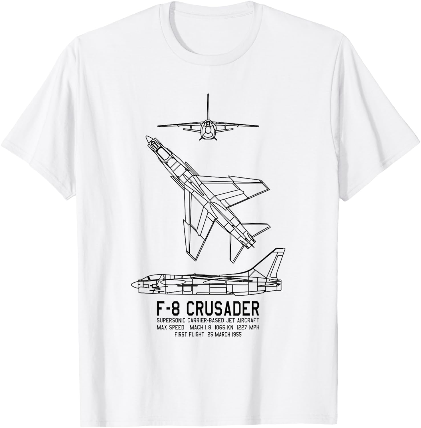 F-8 Crusader American Plane Blueprints Infographic Apparel | High Search Volume | Aesthetic Fit