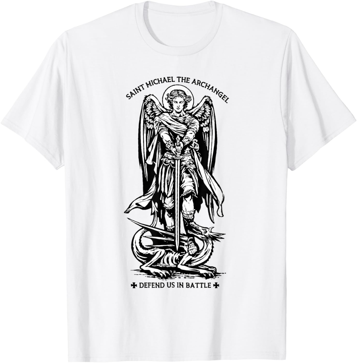 Saint Michael the Archangel Defend Us In Battle Apparel | Trending 2025