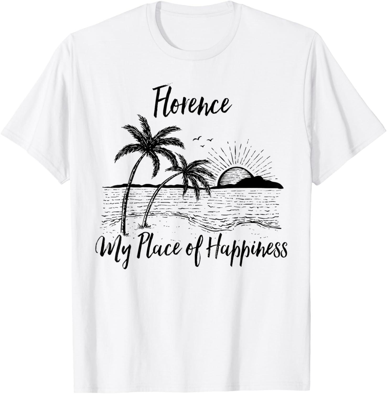 Oregon Beach My Place Of Happiness - Florence T-Shirt for Men Women Girls Kids T-Shirt | Google Shopping Optimized | Daily Wear Essential