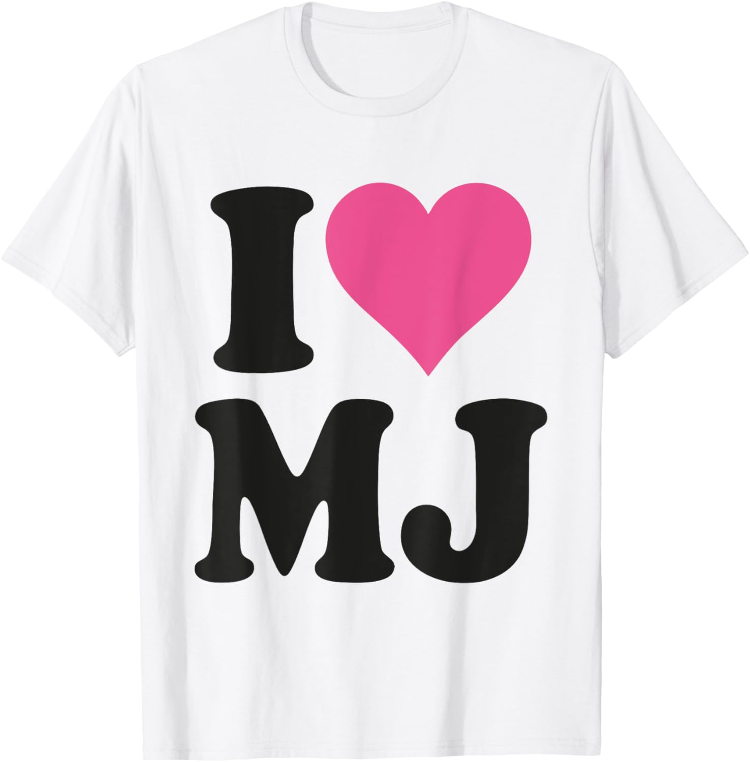 I Love MJ Fan Merch Pink Heart Initials Design M.J. Apparel | Perfect Gift Idea