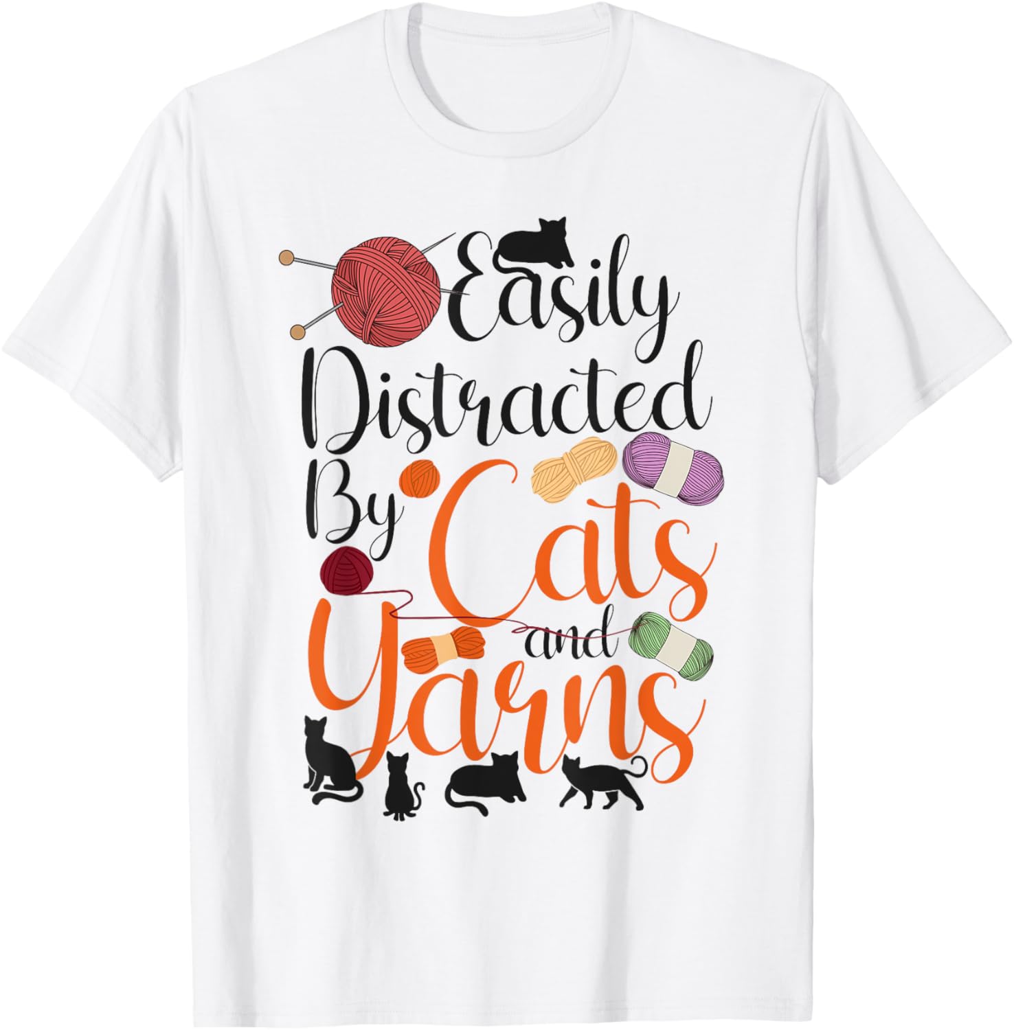 Knitting Knitter Cat Easily Distracted By Cats And Yarn Yarn Supply | Viral US Pick | Best Seller Choice