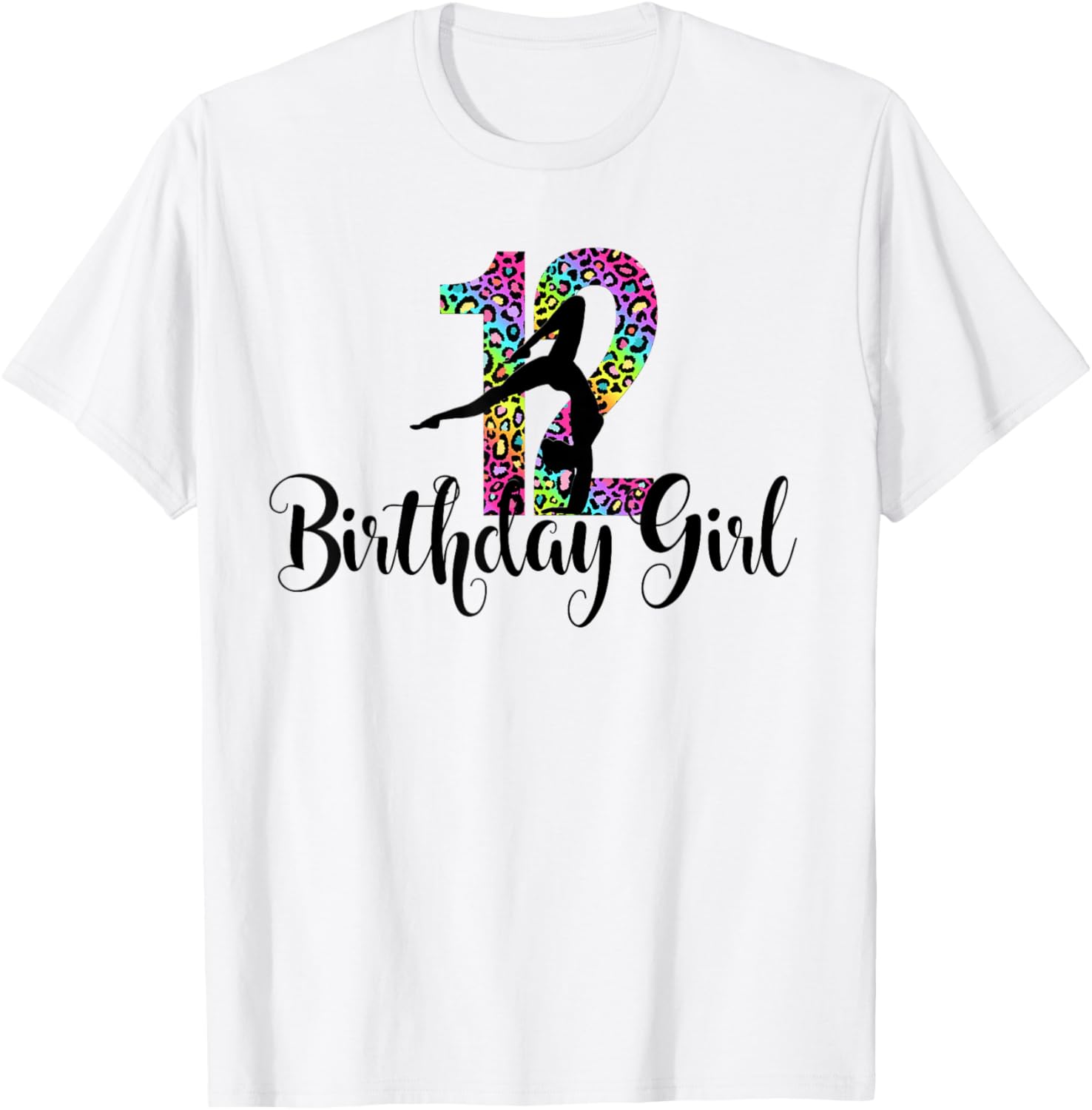 12th Birthday Gymnastics Rainbow Leopard Cheetah Twelve 12 Apparel Premium Print US Top Pick