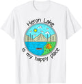 Fishing Boating Camping - My Happy Place Heron Lake Apparel | Trending 2025 | Daily Wear Essential