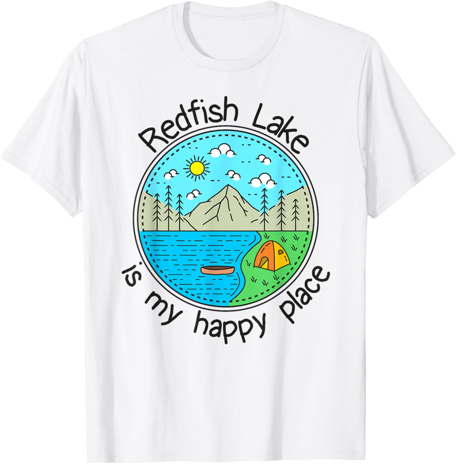 Fishing Boating Camping - My Happy Place Redfish Lake Apparel | Google Shopping Optimized | Perfect Gift Choice