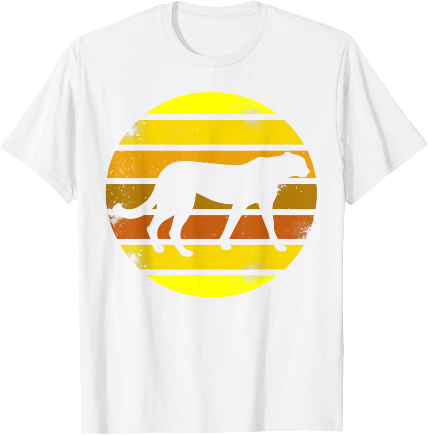 Retro Style T Shirt Cheetah Silhouette Vintage T Shirt Premium Print Everyday Wear