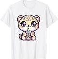 Cute Japanese Kawaii Chibi Cheetah Drinking Boba Tea Apparel Premium Print Best Seller Look