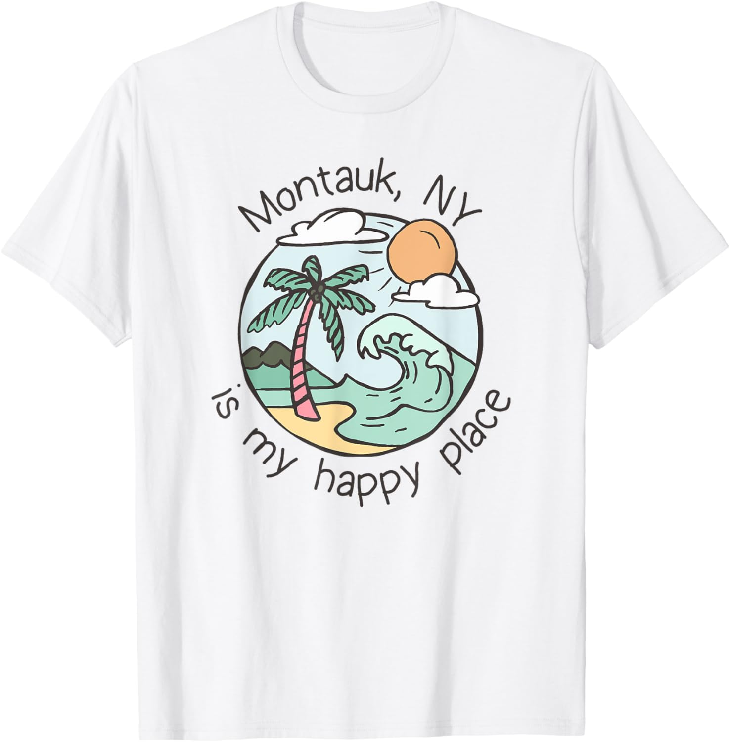 Cute Beach Motiv My Happy Place - Montauk Men Women Kids Apparel | Trending 2025 | Aesthetic Casual Look