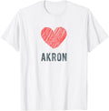 Akron Heart Love Favorite City or Place Apparel | US Viral Pick | Daily Wear Essential