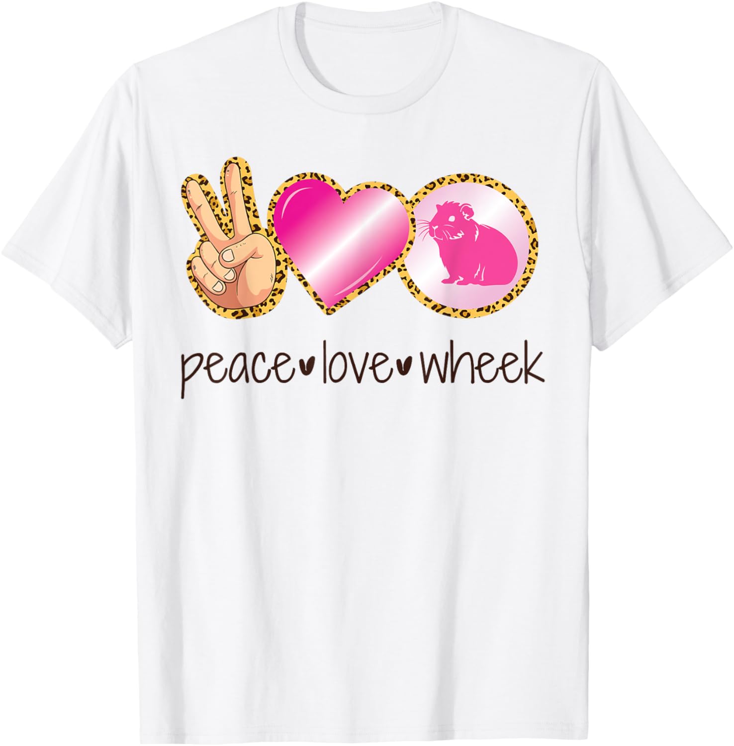 Guinea Pig Leopard Cheetah Peace Love Wheek Apparel Comfort Fit US Top Pick