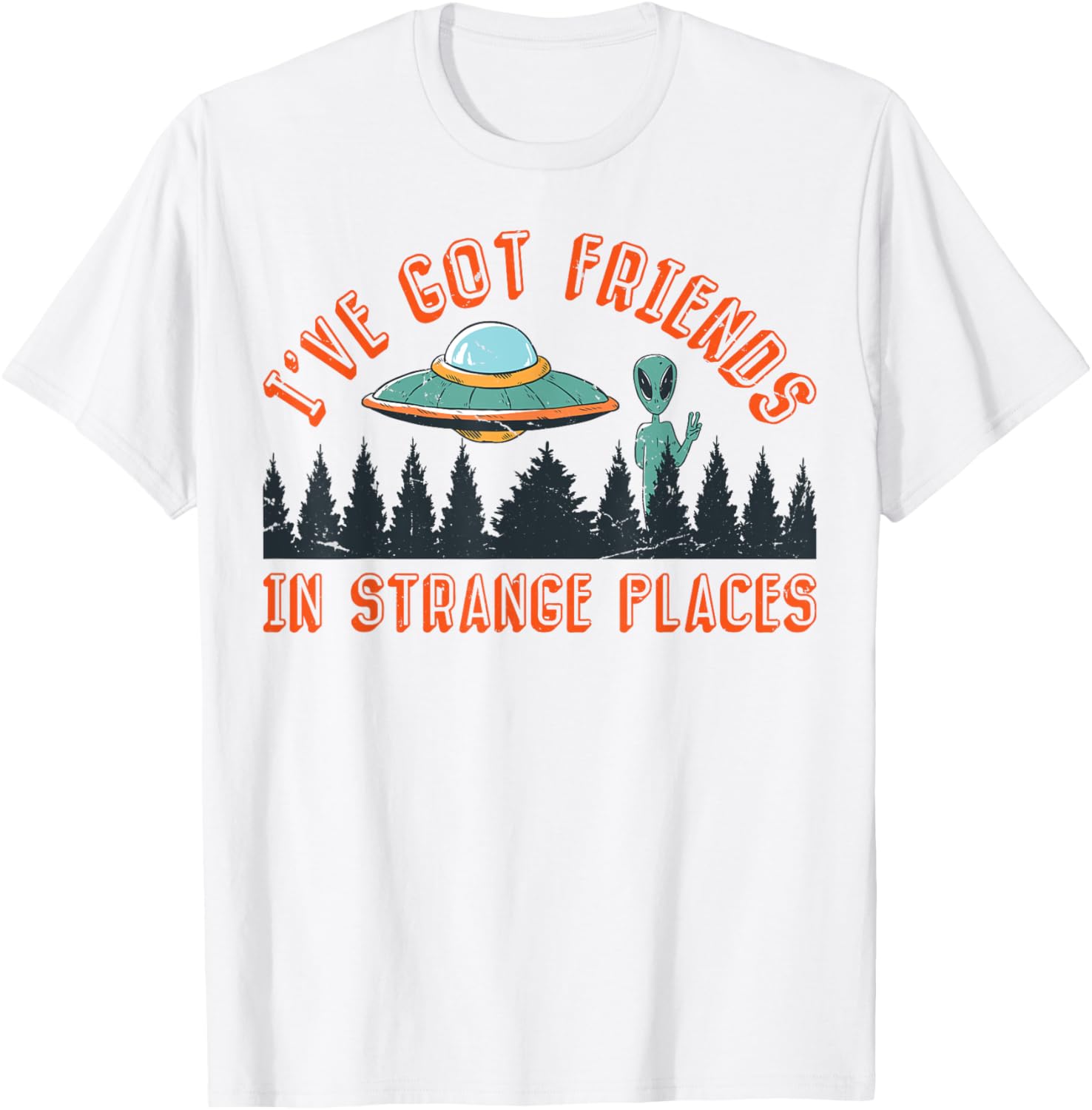 Friends In Strange Places Alien UFO UAP Believer Friend Apparel | Google Shopping Optimized | Daily Wear Essential