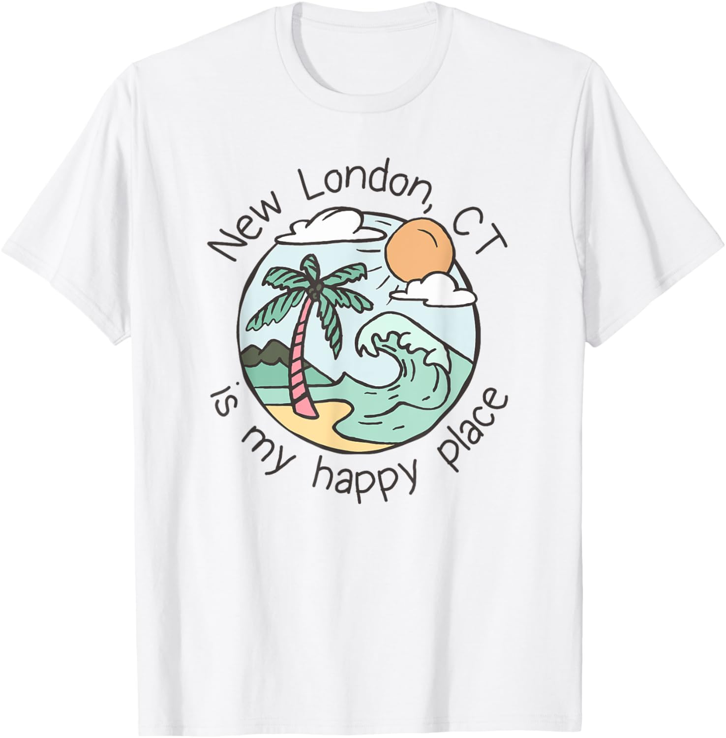Cute Beach Motiv My Happy Place - New London Apparel | US Viral Pick | Customer Favorite