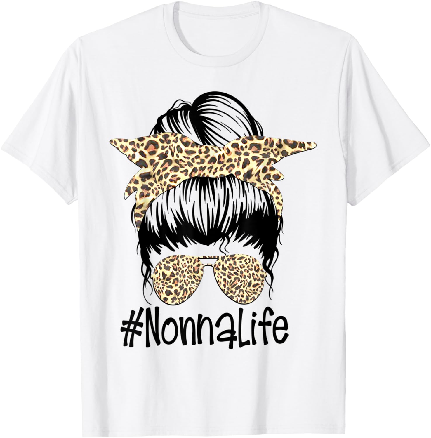 Cute Nonna Messy Bun Sunglasses Leopard Cheetah Nonnalife Apparel Trending US Gift Ready