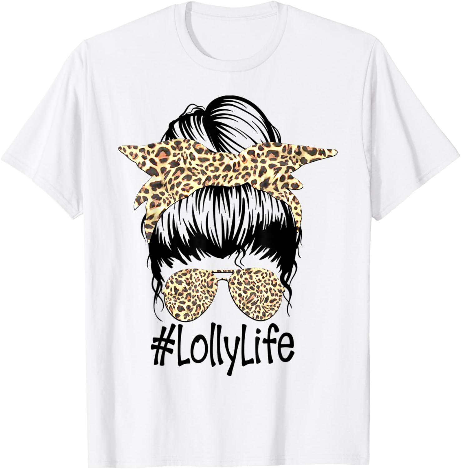 Cute Lolly Messy Bun Sunglasses Leopard Cheetah Nanalife Apparel Comfort Fit US Top Pick