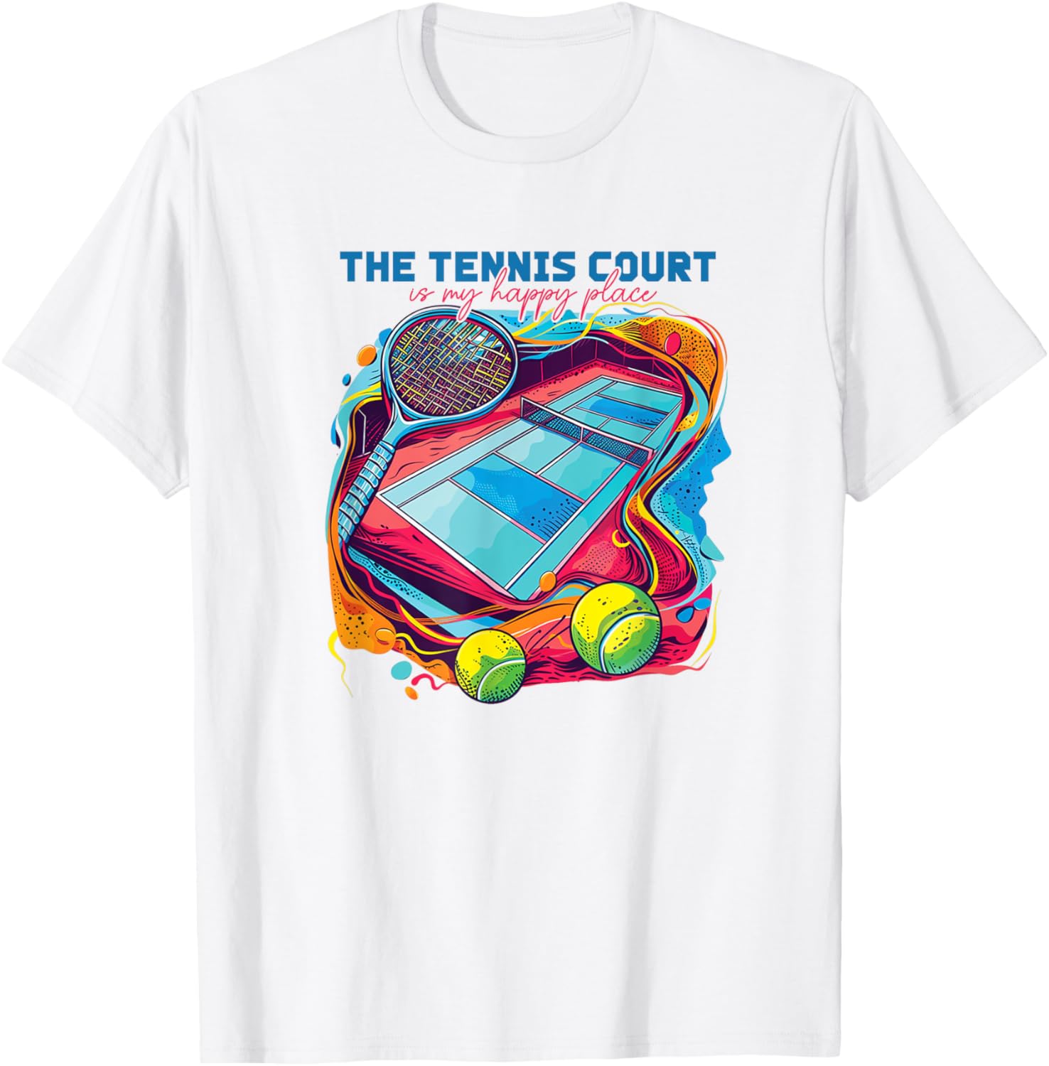 The Tennis Court Is My Happy Place, Gift for Tennis Lovers Apparel | Google Shopping Optimized | Customer Favorite